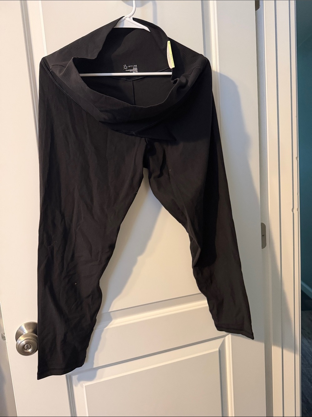 aerie Black High-Waist Ribbed Leggings